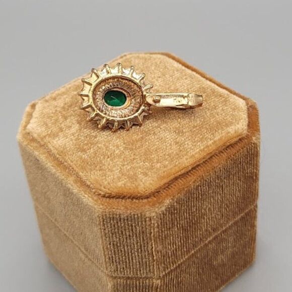 Roman signed pendant Green stone Clear rhinestone - Picture 4 of 5